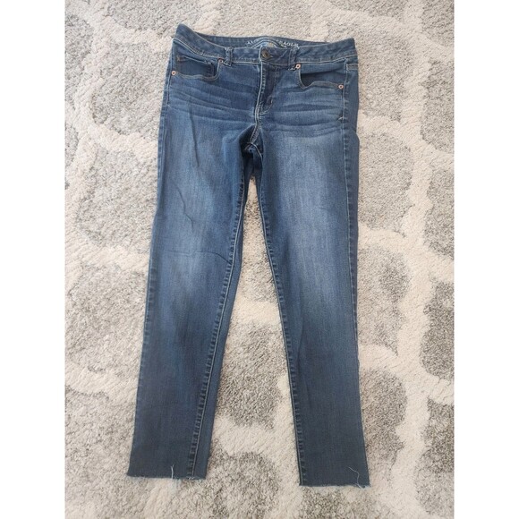 American Eagle Outfitters Denim - American Eagle Jeans Womens 10 LongBlue Super Skinny Denim Pants Cut Off